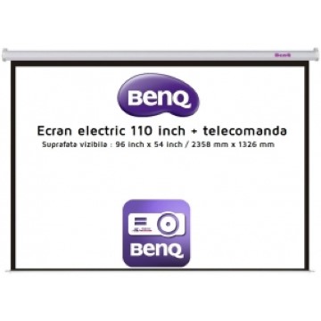 Ecran de proiectie montabil pe perete BenQ Electric 110 inch, 16:9, 235.8 x 132.6 cm
